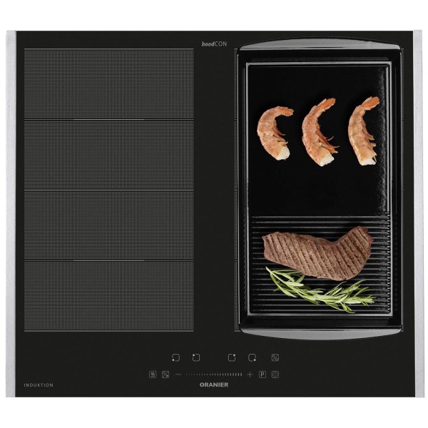 Oranier Kochfeld Flächen-Induktion 60 cm FLI560 mit Slider-Bedienung & Grillplatte Seitenleisten Edelstahl