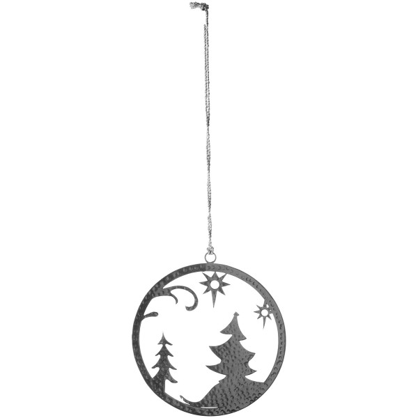 Fink runder Tannen Deko Anhänger Ø 18 cm Edelstahl gehämmert Fenster- & Baumdeko - Art.-Nr. 151170