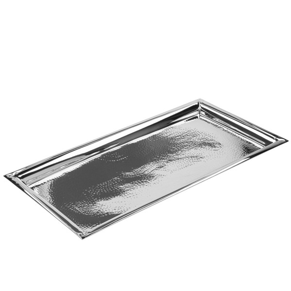 Fink rechteckiges Serviertablett 48x24 cm Edelstahl gehämmert für Obst oder Snacks - Art.-Nr. 155136