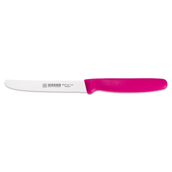 Giesser Universalmesser 11 cm gestanzte Wellenschliff-Klinge & pinker Kunststoffgriff - Art.-Nr. 8365 wsp 11 pi