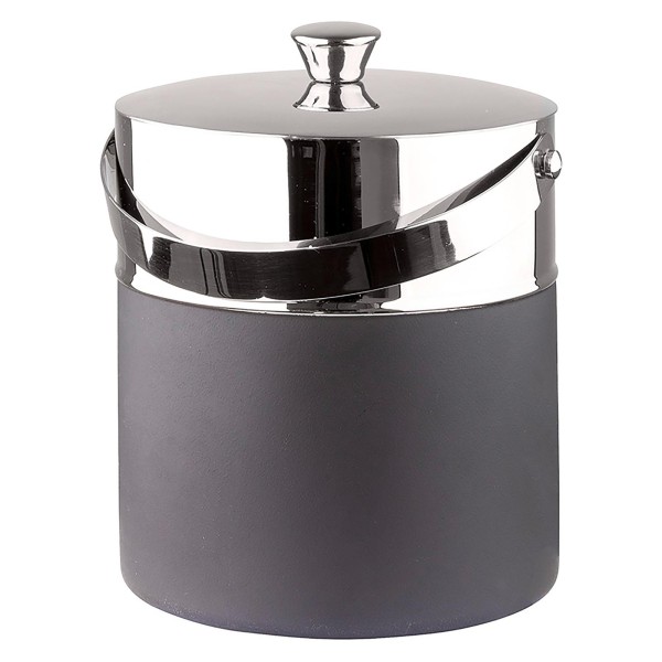 Fink doppelwandiger Eiswürfeleimer 21 cm schwarz matter Eisbehälter mit Deckel - Art.-Nr. 154221