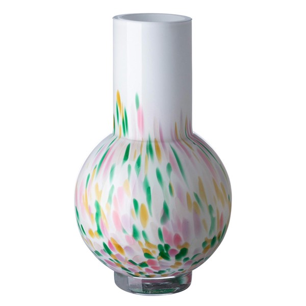 Fink hohe runde Glas Vase 24 cm weiß-farbige Blumenvase für Schnitt- oder Trockenblumen - Art.-Nr. 115431