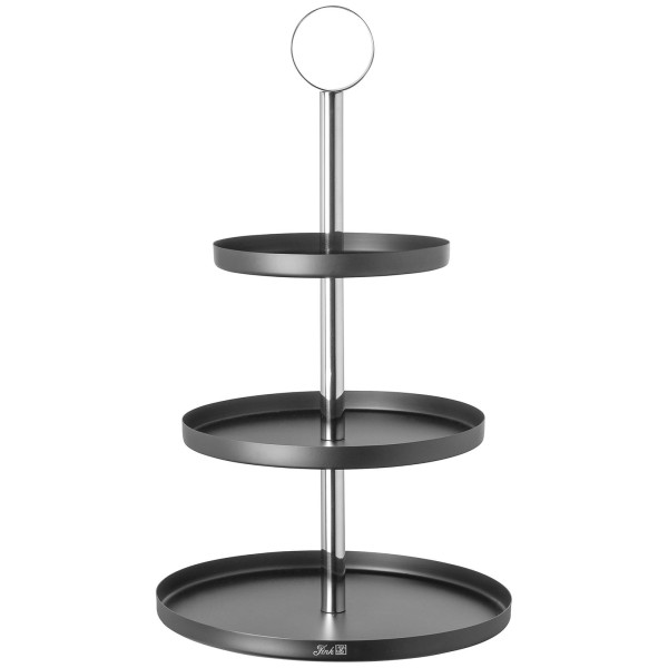 Fink dreistöckige Etagere 46 cm hohes schwarzes Stufentablett mit Haltering - Art.-Nr. 155143