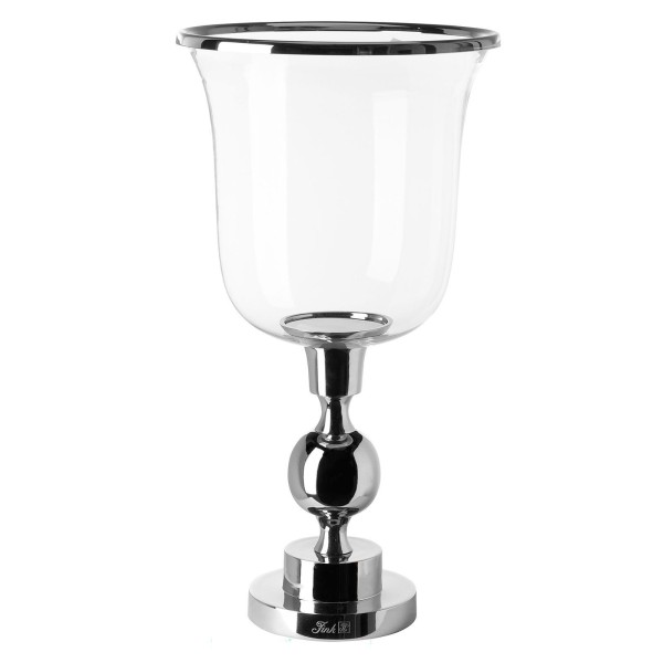 Fink dekoratives XL Windlicht 48 cm mit Glas in Kelchform hoher Alu Stumpenkerzenhalter - Art.-Nr. 146281