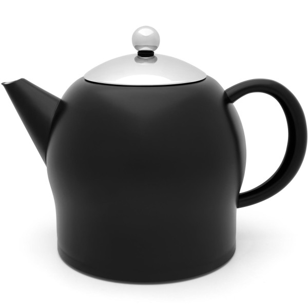 Bredemeijer große doppelwandige schwarze Edelstahl Teekanne 1.4 Liter