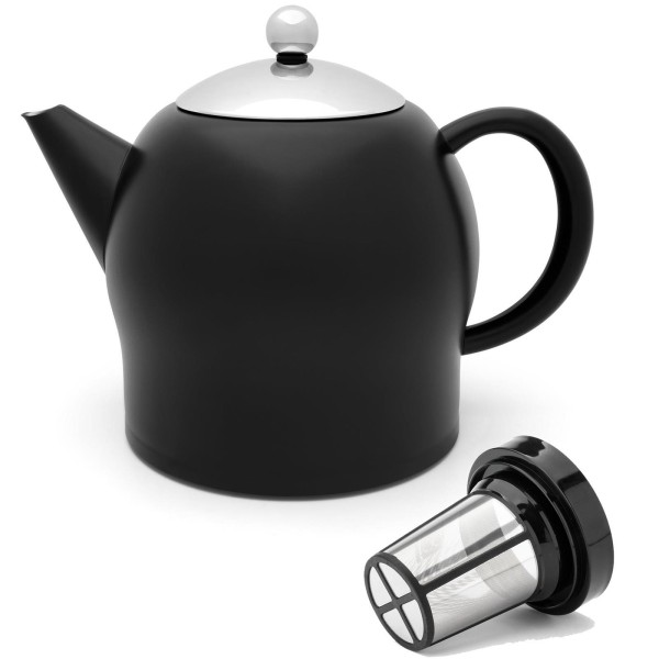 Bredemeijer matt schwarze doppelwandige Edelstahl Teekanne 1.4 L & Zubehör ohne / mit Filter
