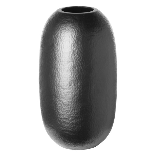Fink elegante schwarze Vase 30 cm matte gehämmerte Eisen-Blumenvase - Art.-Nr. 157147