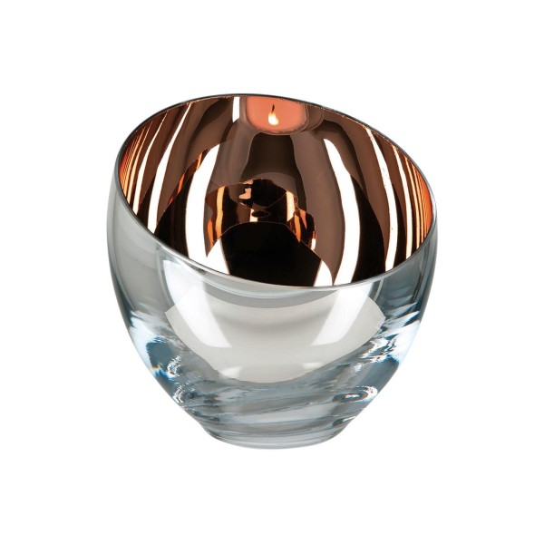 Fink eleganter brauner Teelichthalter Ø 11 cm Glas Kerzenhalter in kugeliger Vasenform - Art.-Nr. 116109
