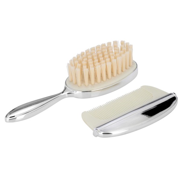 Kinder Bürsten- & Kammset 2-tlg. versilberte Haarbürste & Kamm - als Geschenk zur Geburt