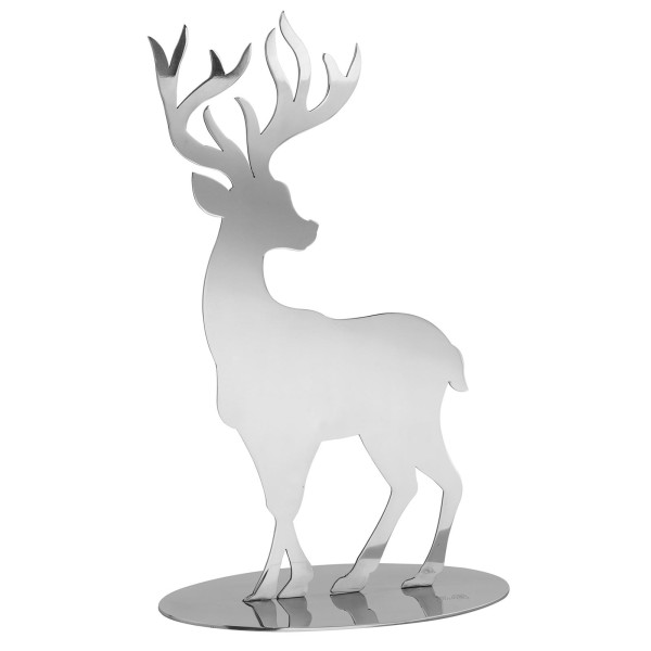 Fink silberner Deko Hirsch 10 cm aus Edelstahl Dekofigur zum Aufstellen - Art.-Nr. 141335