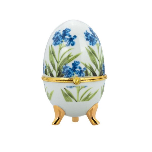 Porzellan Mini Dose Ø 6x10 cm Tulpen Ei-Form mit Füßen klappbare Deko Schmuckdose