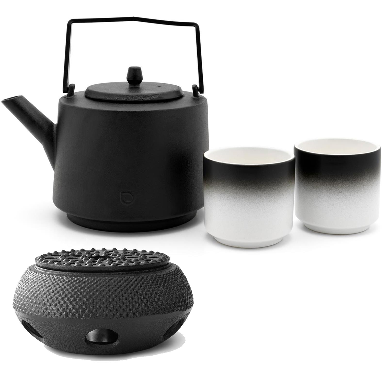 Bredemeijer Teekanne Geschenk Set 1.2 Liter mit Stövchen & 2  Porzellanbecher | MM-ComSale