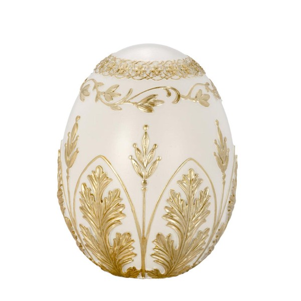 Deko-Ei 16 cm gold-weiss aus Kunststein im Wedgwood Stil - zierendes Schmuckei zum Aufstellen