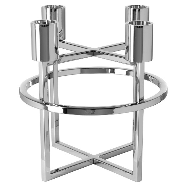Fink runder Stabkerzen-Halter Ø 22 cm 4-flammig silber glänzender Kerzenleuchter - Art.-Nr. 145223