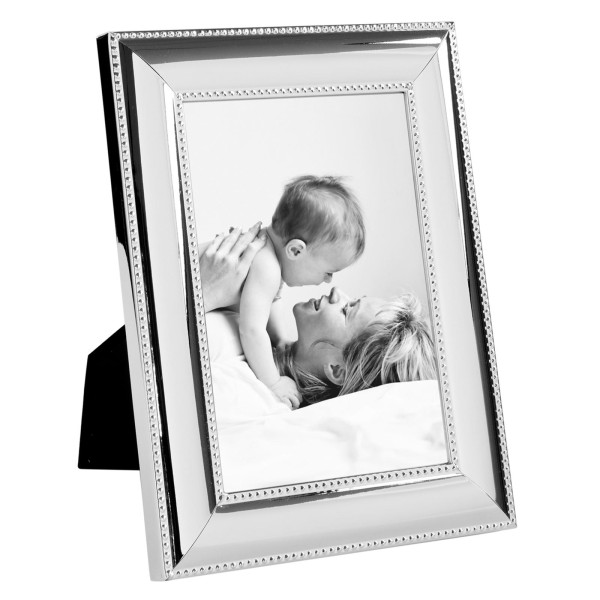 Fink versilberter Fotorahmen 13x18 cm Bilderrahmen mit Perlrand zum Stellen & Hängen - Art.-Nr. 133028