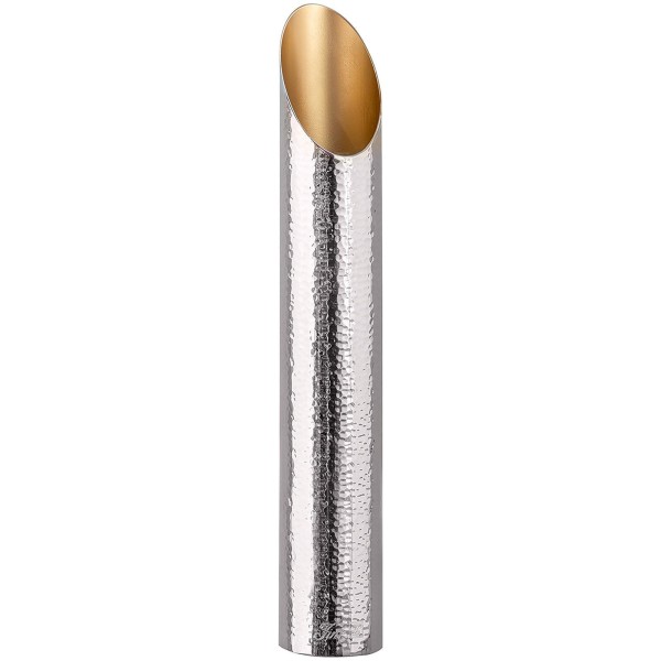 Fink gehämmerter Design-Teelichthalter 40 cm silberner Aluminium Kerzenhalter - Art.-Nr. 142136