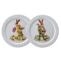 große runde Porzellan Teller Ø 23.5 cm Hasenmotiv im 2er Set - Art.-Nr. 6351 große runde Porzellan Teller Ø 23.5 cm Hasenmotiv im 2er Set - Art.-Nr. 6351