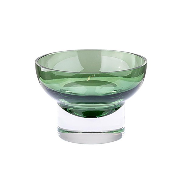 Fink grüner transparenter Glas-Teelichthalter Ø 10 cm kleines gläsernes Windlicht - Art.-Nr. 116021