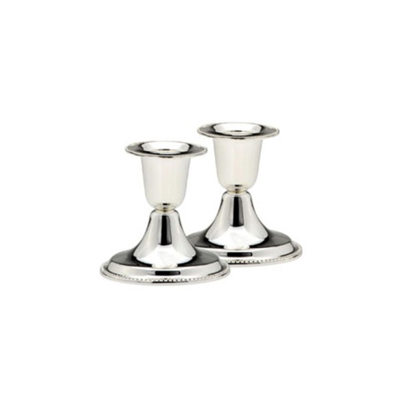 Kerzenhalter Set je ca. 7 cm versilbertes Kerzenständer Paar 2-teilig für Stabkerzen