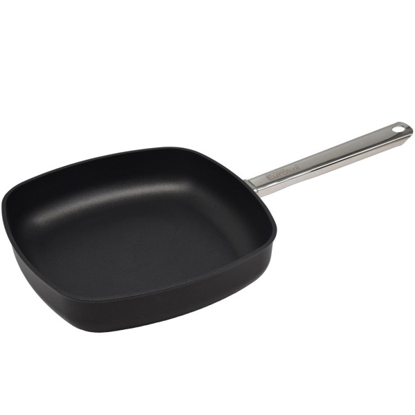 Eurolux große leichte eckige Gastro Bratpfanne 28 cm Aluguss beschichet mit Edelstahlstiel Induktion - Art.-Nr. EUS328-3-ES