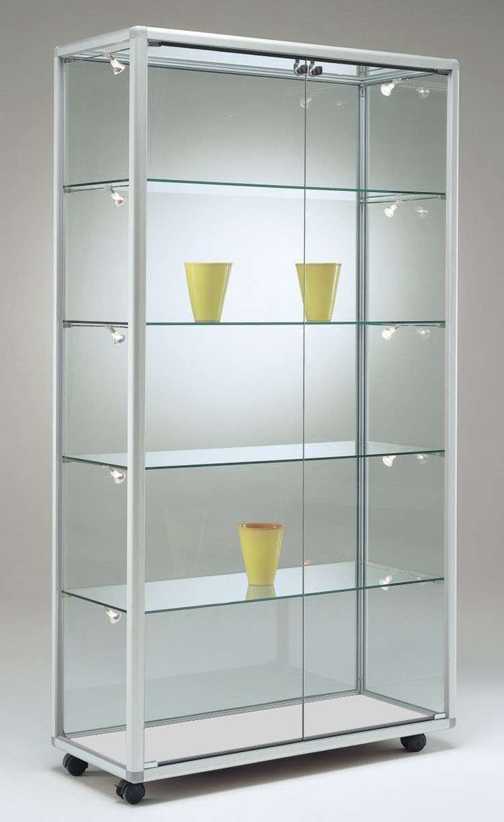 große beleuchtete Glasvitrine Ausstellung abschließbar 100 cm | MM-ComSale