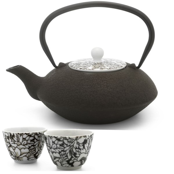 asiatische Teekanne Set Gusseisen 1,2 Liter & Teebecher