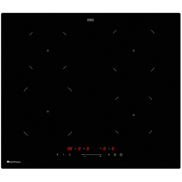 Benthaus mattes Induktionskochfeld 60 cm autark - Glaskeramik mit Mono Slider, LED-Anzeige, Timer & Memory-Funktion