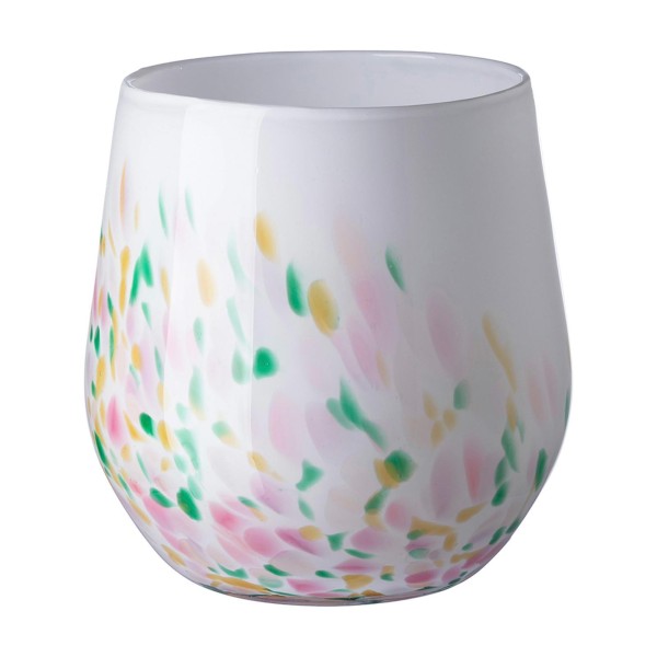 Fink runde Glas Vase 17 x Ø 16 cm weiß-farbige Blumenvase - auch als Windlicht verwendbar - Art.-Nr. 115432