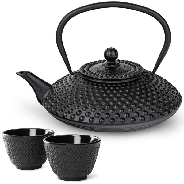 Bredemeijer Teekannen Set Gusseisen schwarze 1.25 Liter Kanne Induktion mit Teebecher 2