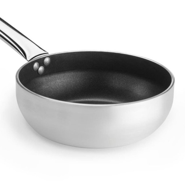 SKK hohe Profi Sauteuse 20cm Stieltopf Aluminium Schmortopf Antihaft beschichtet & Edelstahl-Deckel