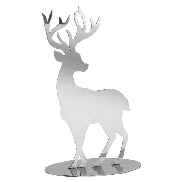 Fink silberner Deko Hirsch 20 cm aus Edelstahl Dekofigur zum Aufstellen - Art.-Nr. 141337