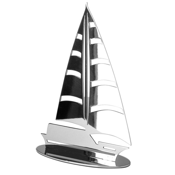 Fink Deko-Segelboot 5 x 10.5 x 15 cm aus Edelstahl glänzend silberne Boot Skulptur zum Aufstellen - Art.-Nr. 151231