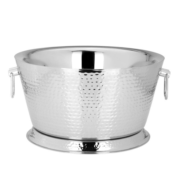 Flaschenkühler Ø 38 cm mit Griffe 11 Liter Edelstahl gehämmert - für Champagner- & Sektflaschen