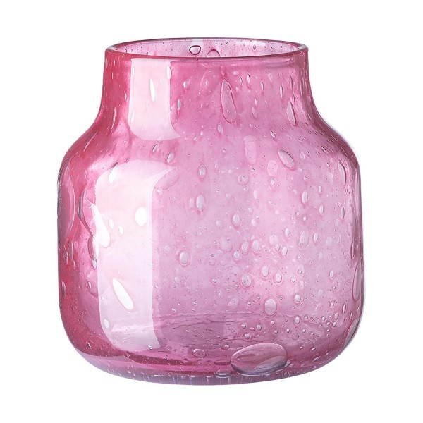 Fink pinke Blumenvase 19 cm runde rosa Glasvase - auch als Windlicht für Stumpenkerzen verwendbar - Art.-Nr. 115434