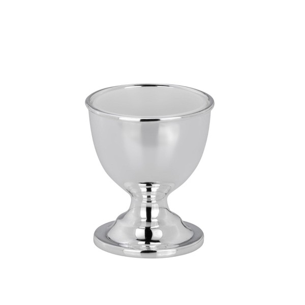 Klassischer Eierbecher auf Fuß stehend 5,4 x Ø 4,7 cm versilberter Eierhalter mit Kunststoff-Einsatz