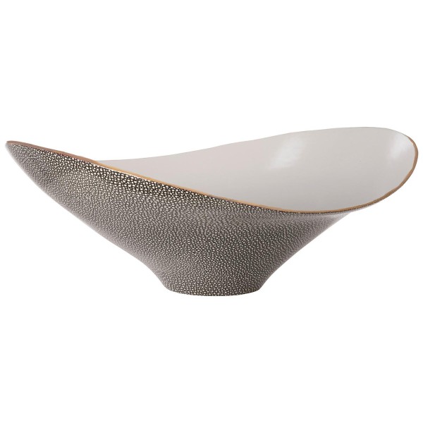 Fink große Obstschale 44x17 cm aus Porzellan braune ovale Schale für Früchte & Gebäck - Art.-Nr. 126050