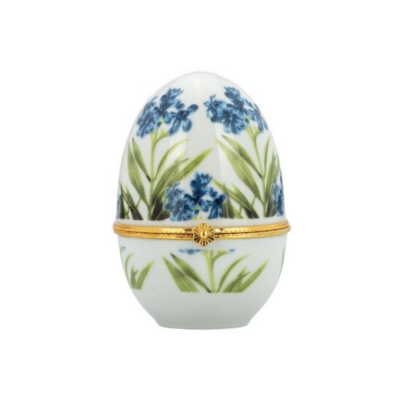 Mini Schmuckdose Ø 6x8 cm in Ei-Form klappbare Deko Ei-Dose Schneestolz aus Porzellan