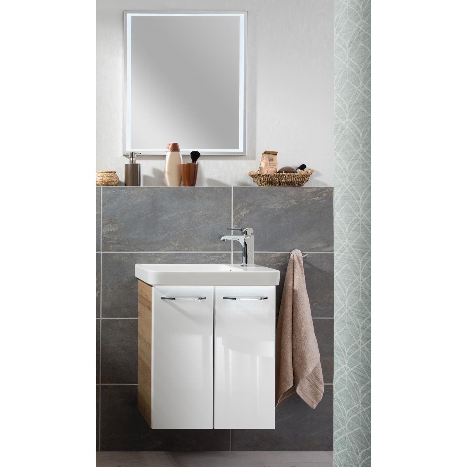 Fackelmann helle schmale hängende LED Gäste WC Badmöbel 3-tlg. ca. 60 cm |  MM-ComSale