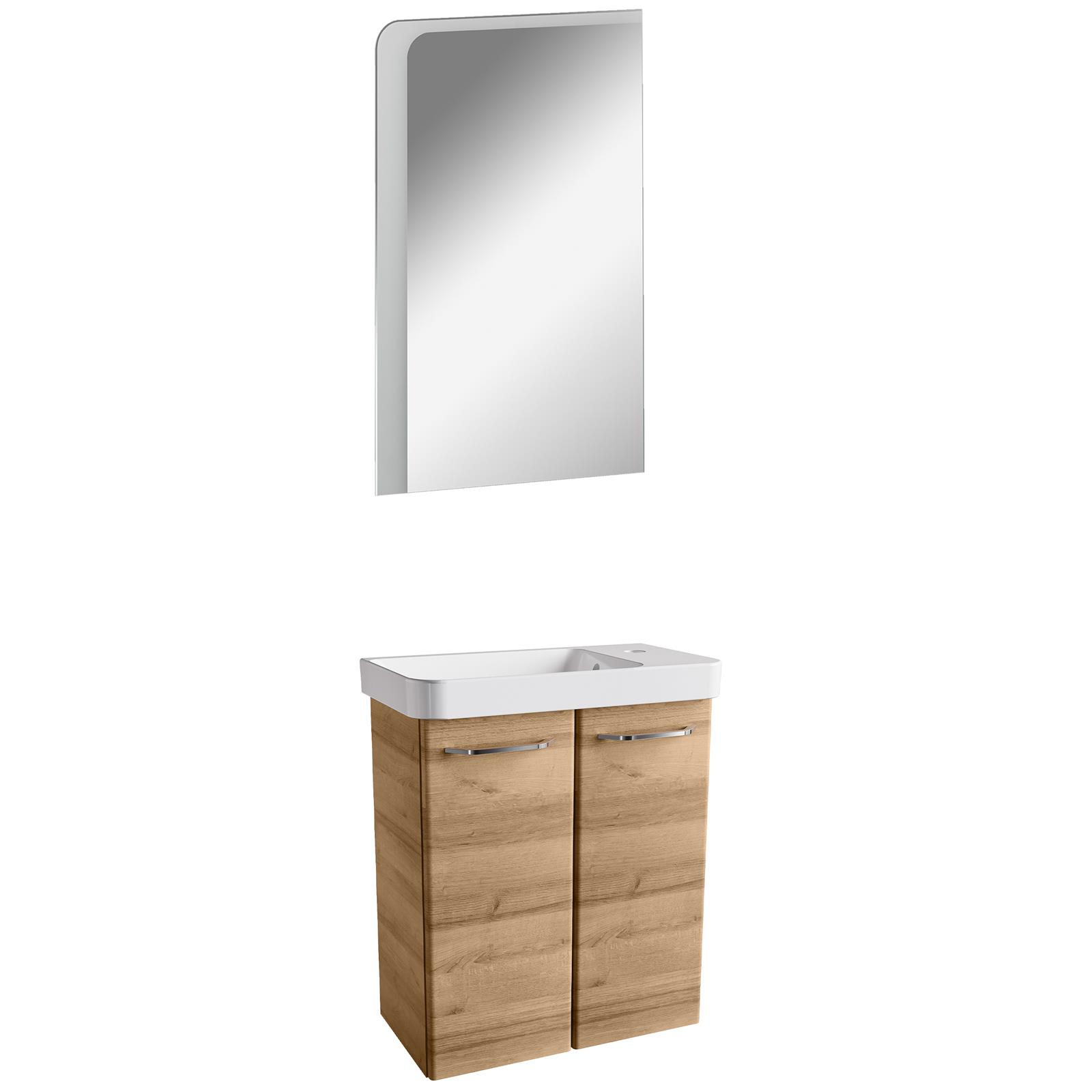 Fackelmann kleines braunes hängendes Gäste WC Badmöbel Set 3-tlg. ca. 55 cm  | MM-ComSale