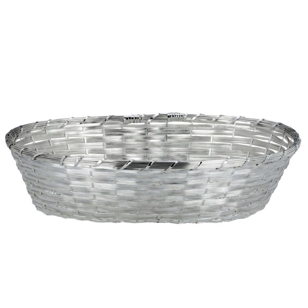 Ovaler Brotkorb 30,5 x 21,5 cm geflochten versilberter Frühstückskorb für Brötchen & Baguettes