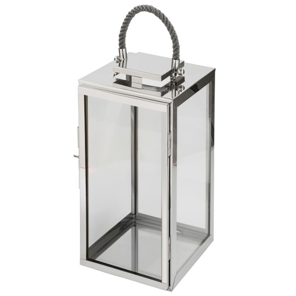 Fink tragebare Edelstahl Laterne 58 cm Windlicht für Stumpenkerzen oder LED-Kerzen - Art.-Nr. 159590