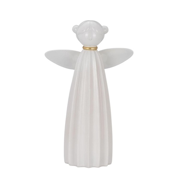 Deko-LED Engel 25 cm aus Kunststein weiß Leuchtfigur zum Stellen Weihnachten & Advent