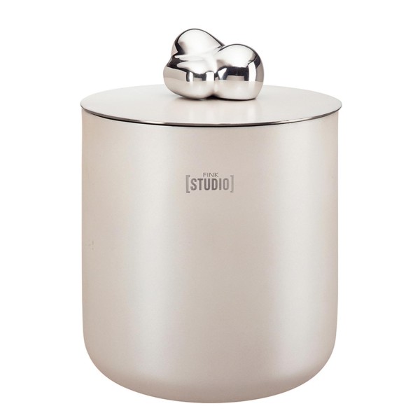 Fink Studio Eiswürfeleimer 24 cm silber-cremeweiß Edelstahl Aluminium pulverbeschichteter Eiseimer - Art.-Nr. 154259