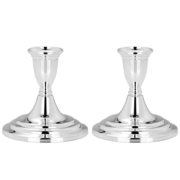 Modernes Kerzenleuchter Paar je 10 cm für Stabkerzen versilberte Kerzenständer 2er Set