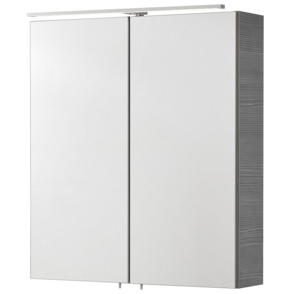 Fackelmann 2-türiger LED Spiegelschrank 60 cm Pinie Anthrazit Como