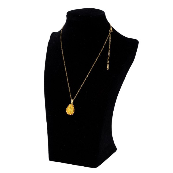 Halskette 45 cm vergoldete Kette mit Schutzengel in gelbem Strass-Anhänger in Ei-Form