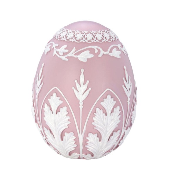 Deko-Ei 16 cm rosa-weiss aus Kunststein im Wedgwood Stil - zierendes Schmuckei zum Aufstellen