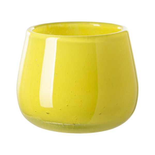 Fink gelber Teelichthalter Ø 14 cm aus Glas rundes Windlicht für Teelichter - Art.-Nr. 115391