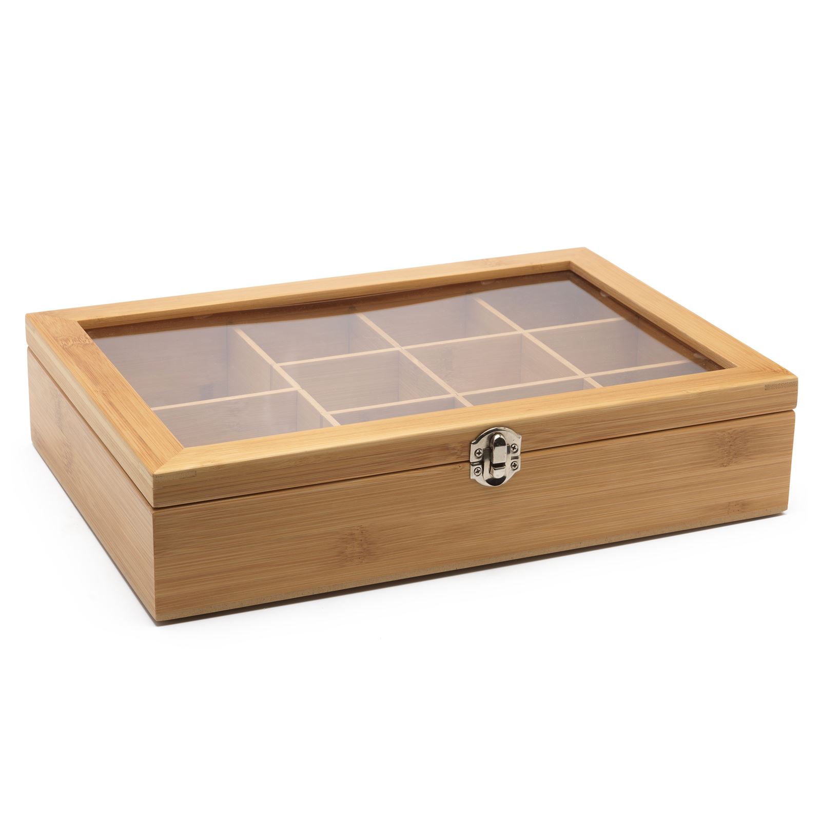 große braune Bambus Holz Teebeutelbox mit flexible Fächer | MM-ComSale