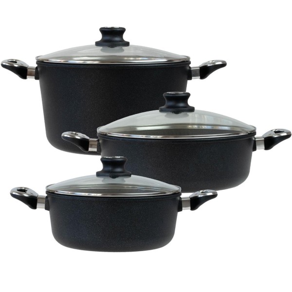 BAF Topfset 6-teilig beschichtet Bratentopf 24 cm + 28 cm & Gemüsetopf 28 cm